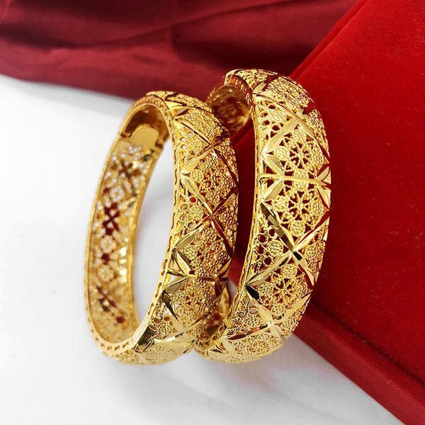 

1 pieces hollow bangle classic wedding jewelry 18k yellow gold filled elegant womens bangle bracelet openable accessories gift dia 6cm, Black