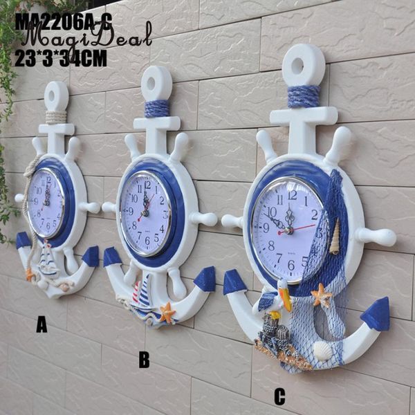 

large 33cm anchor clock beach theme - nautical sailing ship wheel anchor wall hanging decorations ornament statue