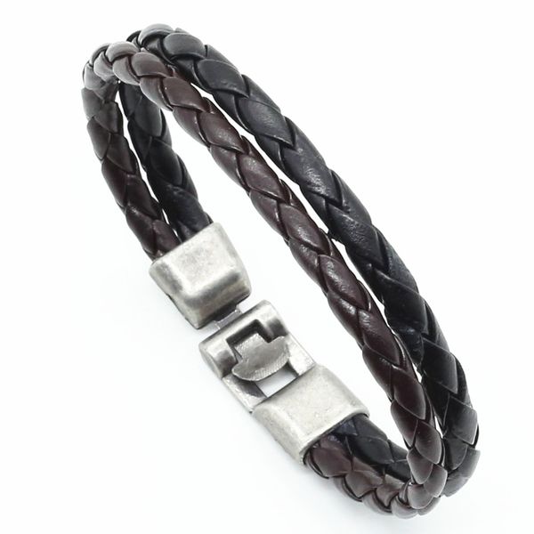 

new trendy fashion handmade wrap buckles cuff vintage bracelet punk men leather bracelet for women men's jewelry accessory, White