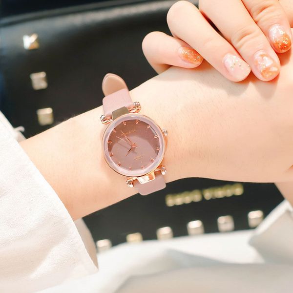 

women girl retro quartz wrist watch pu leather strap colored thin dial watches ll@17, Slivery;brown