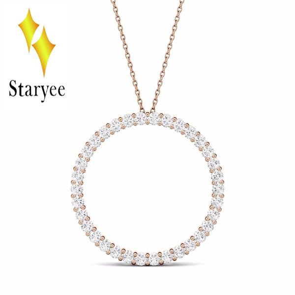 

14k 585 rose gold pendant gh color round brilliant lab grown moissanite diamond trendy pendant necklace for women fine jewelry, Silver