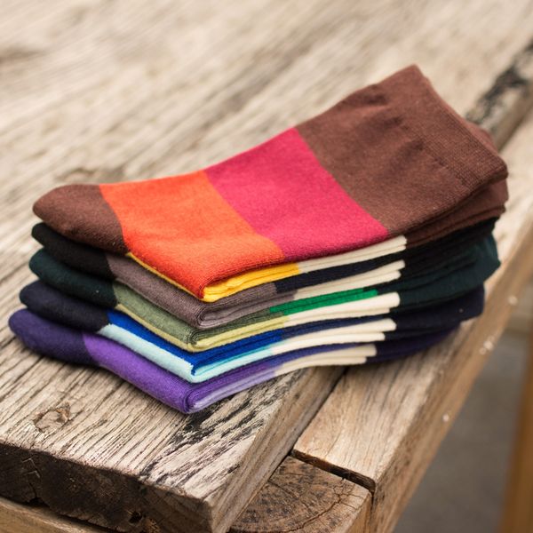 

wholesale- 2016 new man in tube socks fashion spell color stripe man socks autumn winter man socks eur39-44, Black