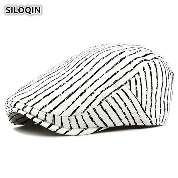 

siloqin spring summer personality hip-hop visor hat for men women adjustable size british fashion cotton berets brand dad's hat, Blue;gray