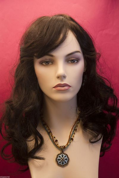 

fashion brown long cosplay wavy women's hair wig, Black;brown