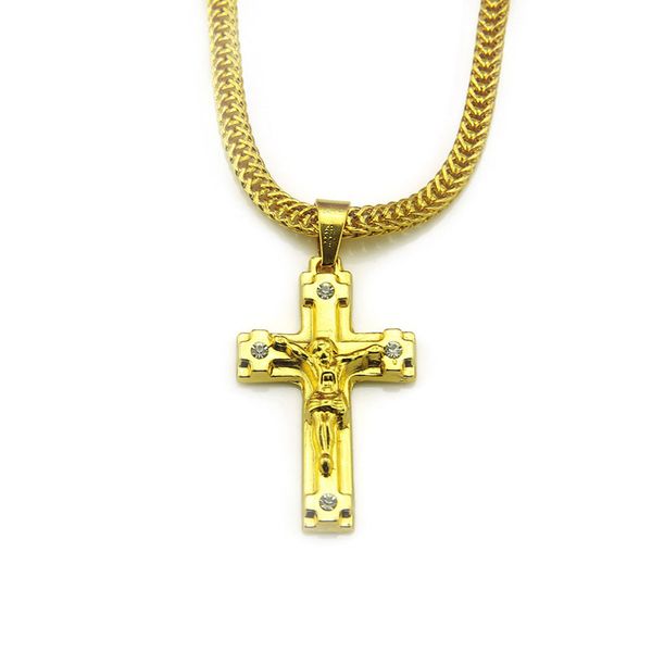 

new style gold plated fashion hip hop jesus cross necklaces jewelry punk rock rap mens necklace, Silver