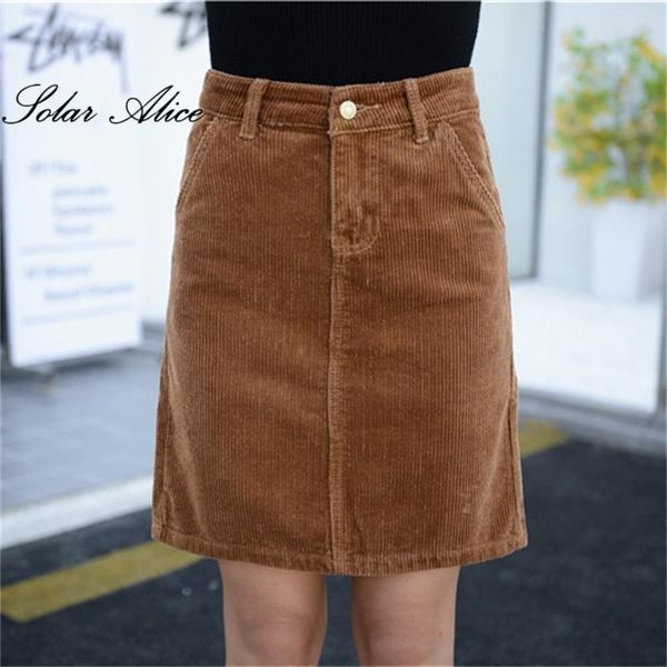 

new arrival 2017 women summer autumn corduroy skirt girls plus size straight knee-length skirt large size s-9xl, Black