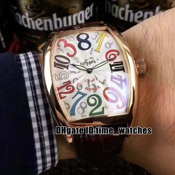 

new crazy hours 8880 ch rose gold case white dial automatic mechanical mens watch gents sport bounce watches leather strap, Slivery;brown