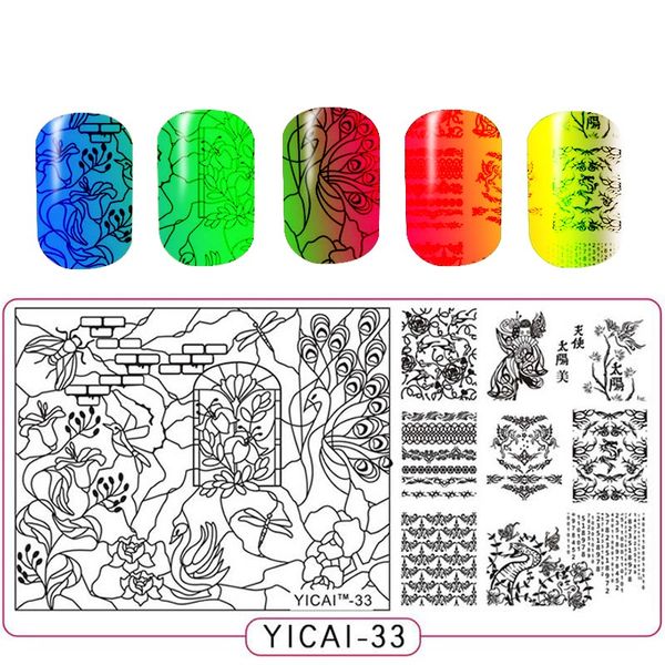 

geometry flower nail stamping template negative space puzzle figure stamp nail manicure stamping plate, White