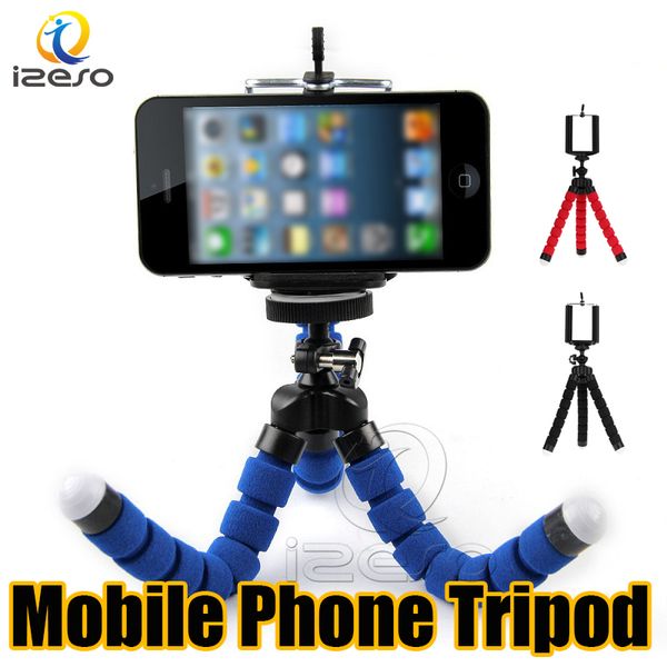 Flexível Octopus Tripé Phone Holder Camera selfie Monopod Universal Suporte Suporte de montagem de carro clipe para Samsung S20 iPhone 11 Smartphone izeso