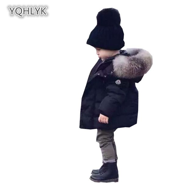 

Children winter baby boy cotton Outerwear fashion hooded warm jacket girl cotton coat Big fur collar short Parker baby cotton Y18102607