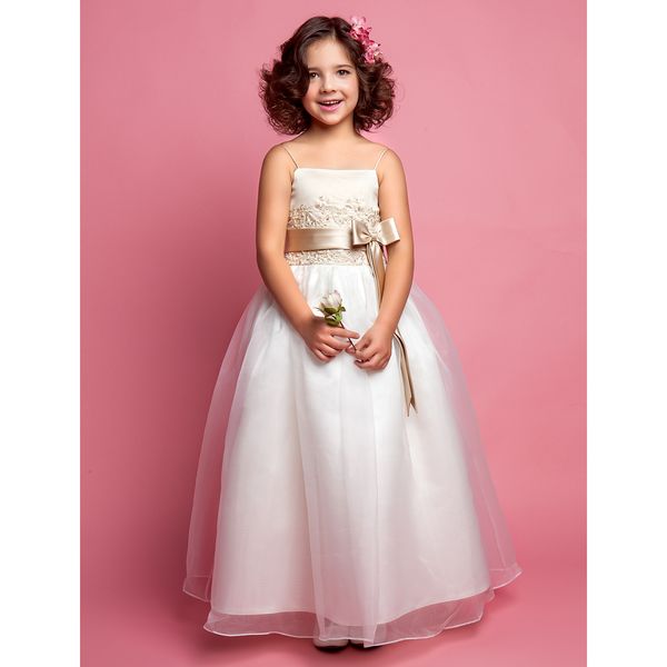 a line princess floor length flower girl dress
