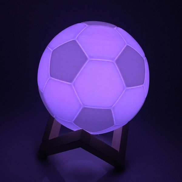 Luzes da noite 3D Imprimir Ligação de futebol Lightling Nightlights Creative Light Touch Pat Colorido frio quente quente
