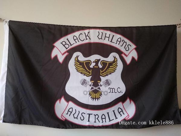 

Черный флаг Uhlans MC 90 x 150 см полиэстер австралийский мотоцикл клуб один процент байкеров баннер