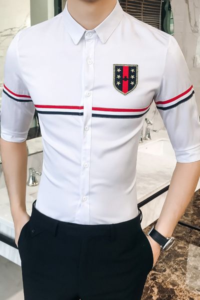 

2018 summer dress new style of fashion han edition men handsome seven - sleeve shirt ing, White;black