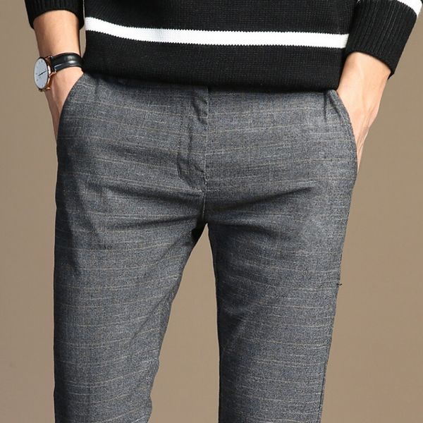

hcxy 2018 men's commerce casual cotton pants good quality korean style business pants for men slim fit trousers male size 38, Black
