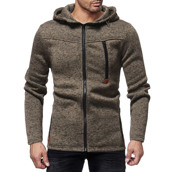 

2018 men casual knitted hoodie men's autumn solid long sleeve tops keep warm jacket coat slim fit hoodies sweatshirts moletom, Black