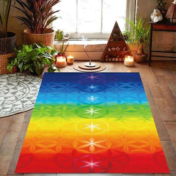 

rainbow 7 chakra mandala bohemia blanket tapestry summer beach towel yoga mat
