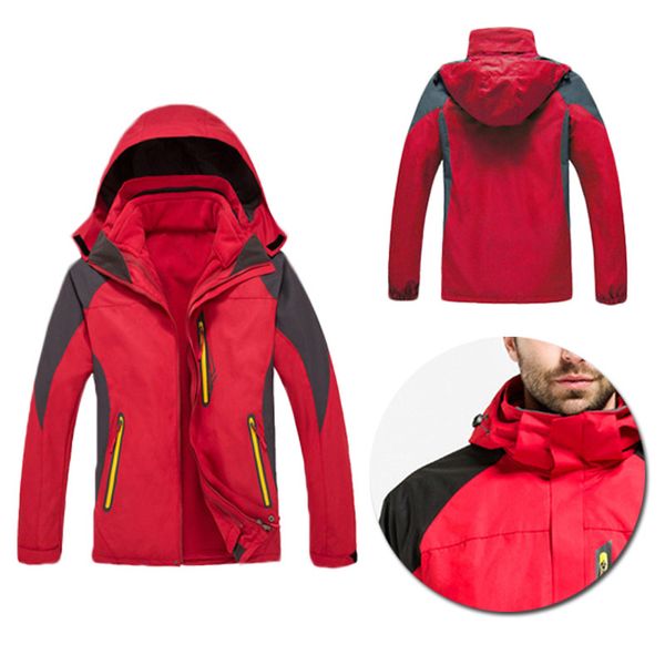 

1pcs outdoor men's jackets climbing clothing two-piece ski suit, Tan;black