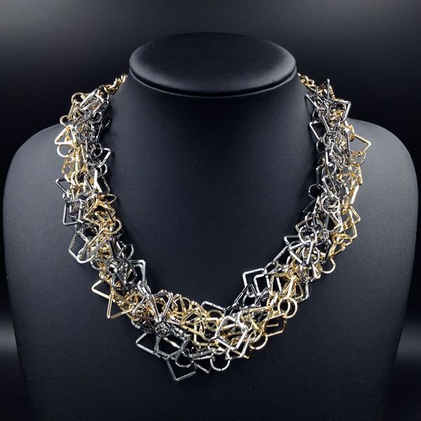 

whole salenew fashion geometric choker collar statement necklace 2015 fashion women jewelry necklaces pendants maxi vintage necklaces, Golden;silver