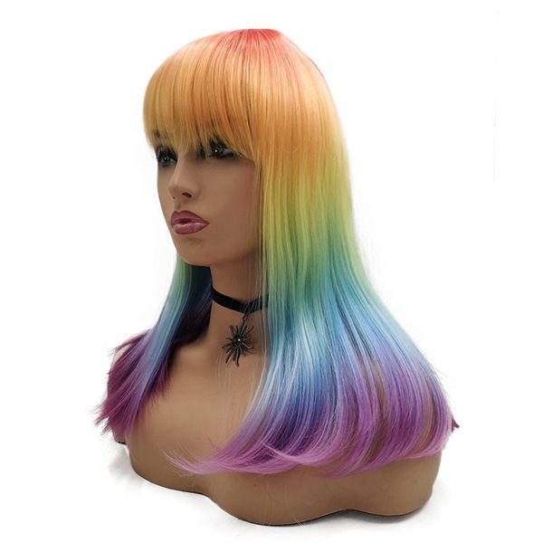 Long High Straight Bob Perucas Cosplay Cabelo Resistente ao Calor Perucas Sintéticas Nenhum Rendas Peruca para Mulheres Negras Trançadas Caixa Tranças