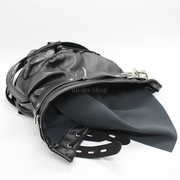 

hood mouth gag adults open gimp mask full padded locked bondage leather eye #t56jouets sexuelstoys for blindfold ddirp