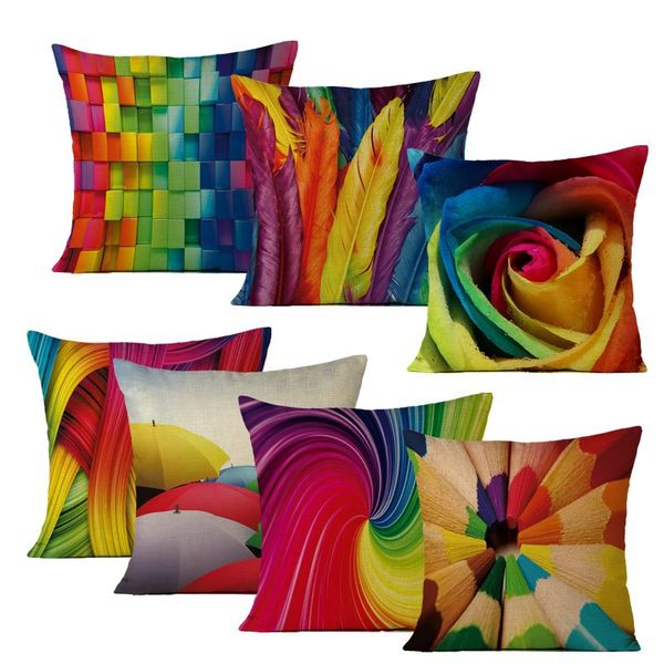 Home Decoration Cushion Pillow Cover Umbrella Crayon Line Digital