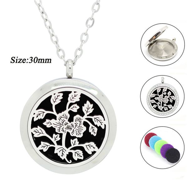 

with chain as gift silver 30mm magnetic perfume locket 316l stainless steel aromatherapy oil diffuser locket necklace