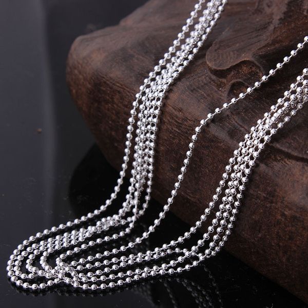 

wholesale silver color beads chains for pendant vintage jewelry women 16 18 20 22 24 26 28 30 inch ball beads chain necklace