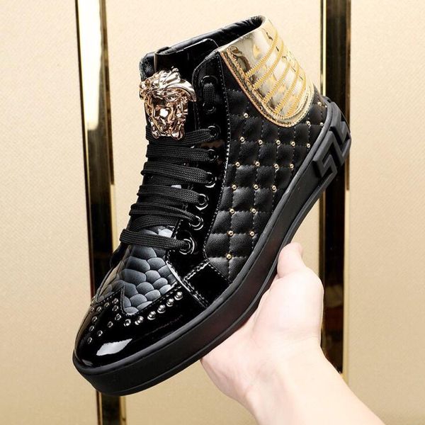 

Lusso Mens Casual Shoes Medusa Logo Outdoor Fashion Sneakers Lace-Up Footwears Winter Resistant Shoes Flats Scarpe da uomo Sportive Sale