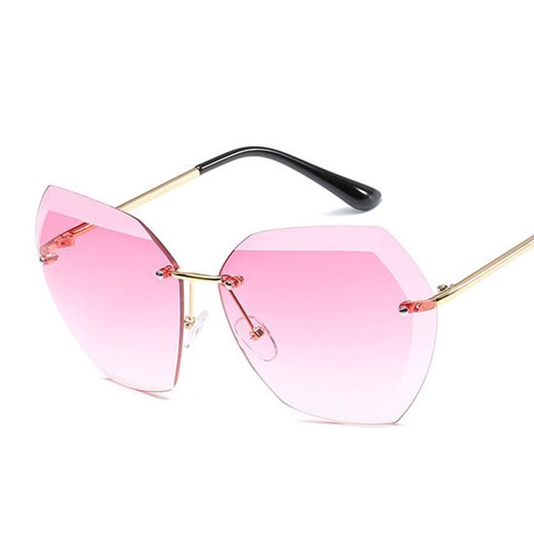 2021 Nova Marca de Designer de Moda Óculos de Sol Sem Aro Feminino Grandes Óculos de Sol Vintage para Viagem Foto Moda Óculos Retrô UV400