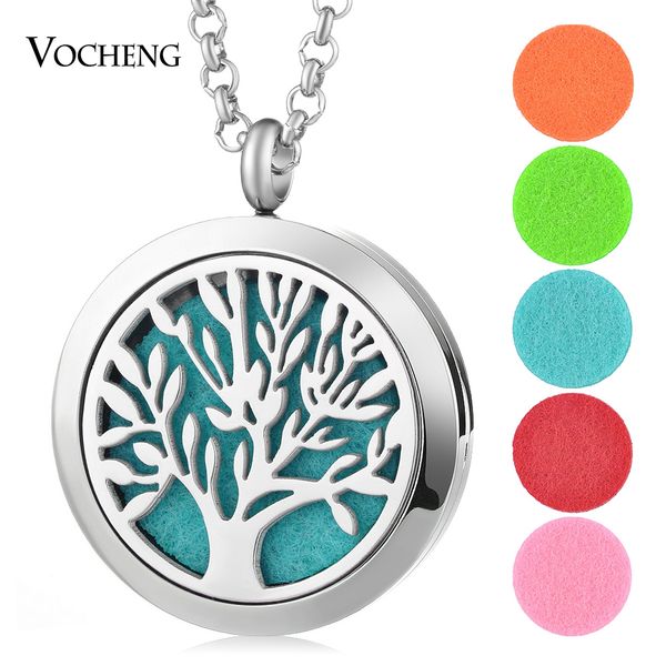 

весь sale30mm аромат диффузор медальон ожерелье дерево жизни кулон из нержавеющей стали 316l магнитный случайный отправить 5 шт. масляные по, Silver