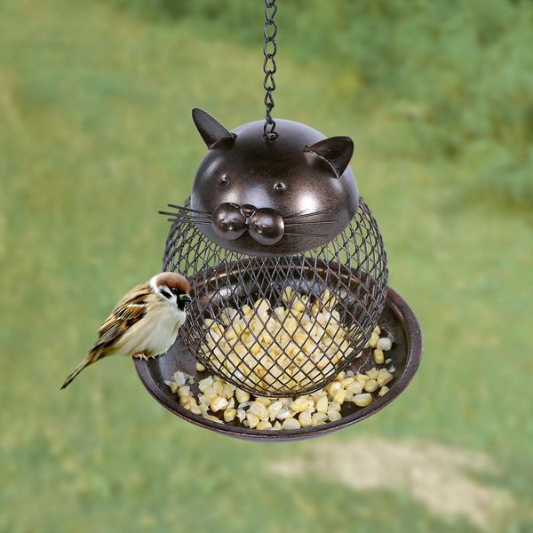 Tooarts Cat Shaped Bird Feeder Cat Shaped Vintage Handmade Outdoor
