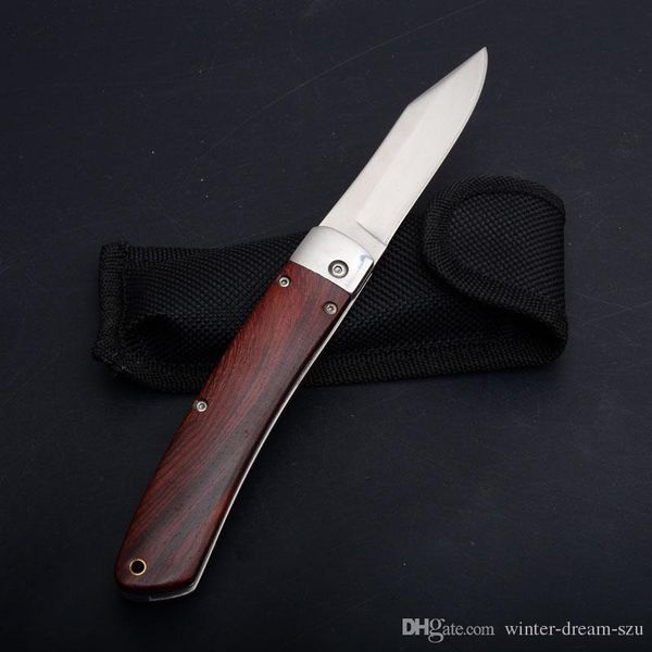 

Side open smooth action Folding Utility knife wood handle 8CR13 60HRC Satin blade Hunting Hiking Knives EDC Survival tactical gear P443Q