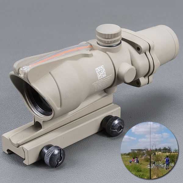 

Trijicon Tan Tactical 4X32 Scope Sight Real Fiber Optics Red Illuminated Tactical Riflescope with 20mm Dovetail for Hunting