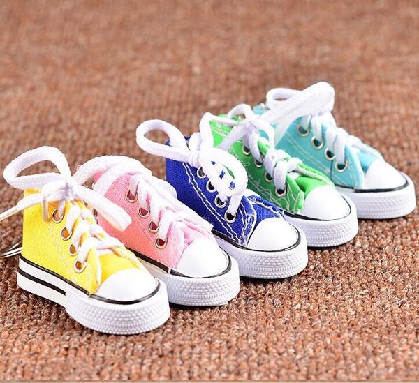 

3d novelty canvas sneaker tennis shoe keychain key chain party jewelry 100 pcs random colors send, Silver