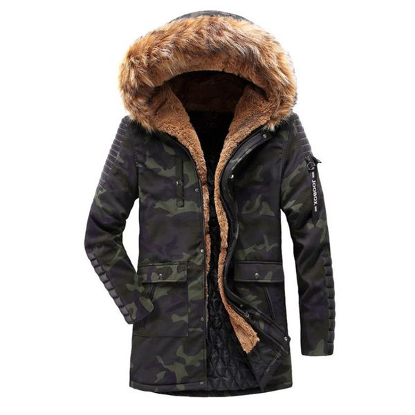 

new men's cotton casual jacket warm thick hooded jacket long trench coat windproof, Black