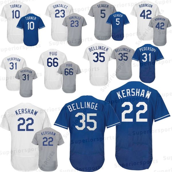 

22 Clayton Kershaw Los Angeles 35 Cody Bellinger Dodgers 5 Corey Seager 23 Adrian Gonzalez 31 42 66 Yasiel Puig 10 Justin Turner