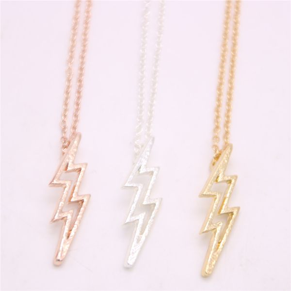 

fashion double lightning pendant necklace natural landscape pendant necklace designed for women retail and wholesale mix, Silver