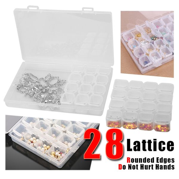 

nail art & salon multi-function storage box translucent nail art grids compartment plastic nail organizer equipment convenient divided drill