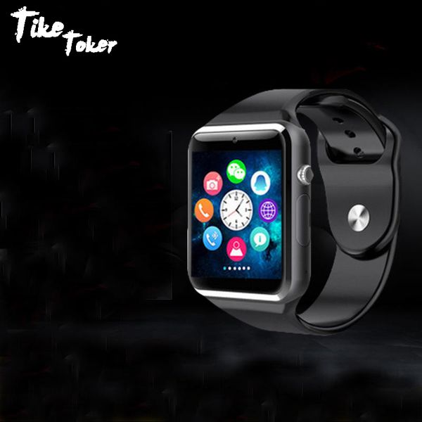 

tike toker,bluetooth smart watch with camera facebook whatsapp twitter sync sms smartwatch support sim tf card for ios android07, Slivery;brown