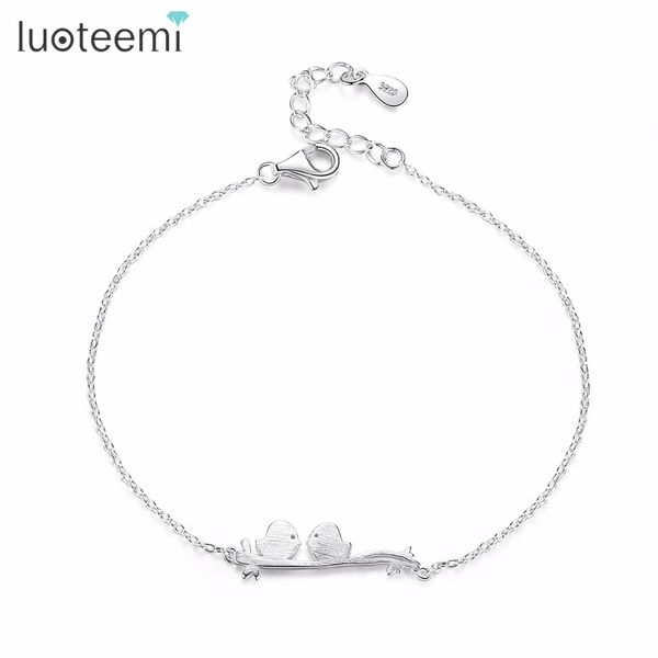 Link fino 925 prata esterlina minimalista pássaro animal mulheres pulseiras Bangles Bangury Factory atacado Jewelrylink Chain