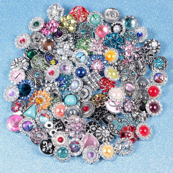 Großhandel 50 teile/los Mixed Metall 18mm druckknopf schmuck Metall Strass druckknopf Charms Für DIY Schmuck