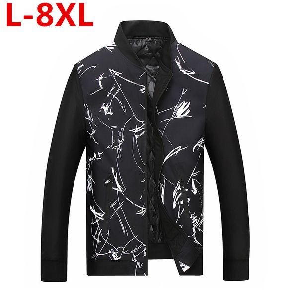 

2018 new 8xl 7xl 6xl 5xl plus size fashion stand collar male parka jacket mens solid thick jackets and coats man winter parkas, Black