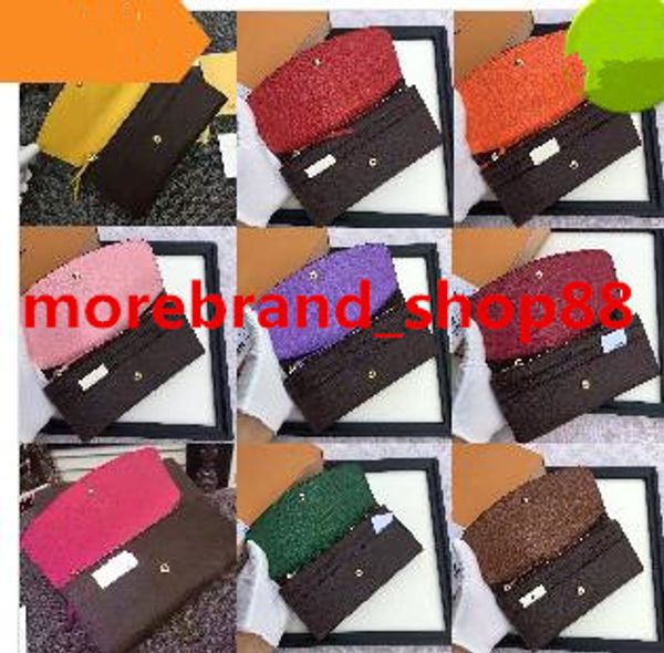 

wholesale women lady long wallet multicolor designer coin purse card holder with box women classic zipper pocket, Red;black