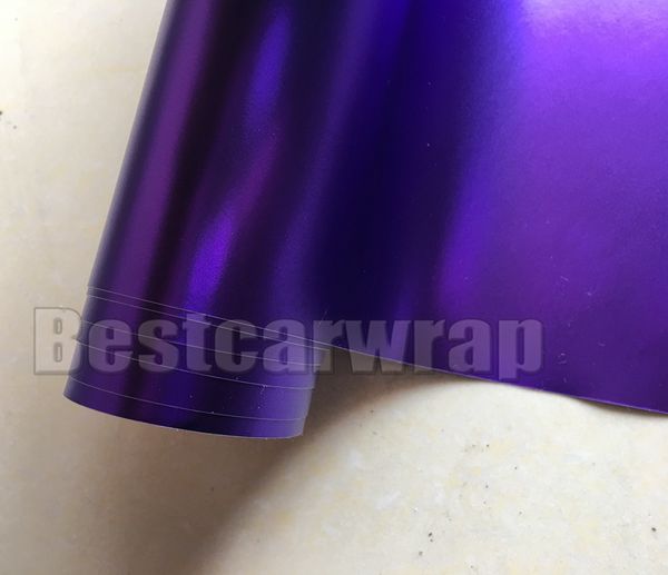 Фиолетовый сатин Chrome Vinyl Car Wraph пленка с воздушным пузырем Бесплатно для роскошных оборудований автомобиля, покрывающие наклейки автомобиля наклейки 1,52x20m 5x67ft Roll
