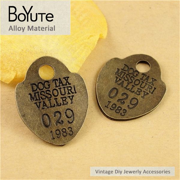 

boyute (60 pieces/lot) 29*23mm antique bronze plated alloy word plate vintage pendant diy jewelry findings accessories, Black