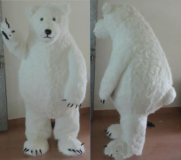 2018 Costumi di mascotte di orso polare peloso di vendita di fabbrica di sconto per adulti in vendita
