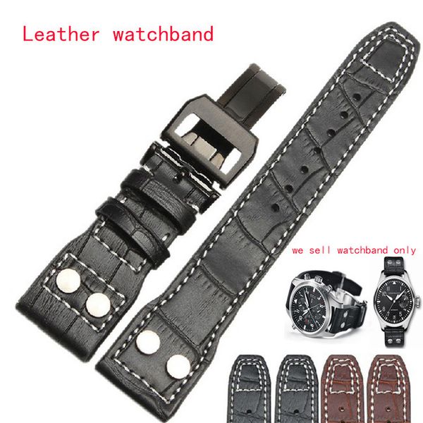 

bruin lederen horlogebanden mannen horloge band band 22 мм (gesp 18 мм) horlogeband armband rvs vlinder sluiting, Black;brown