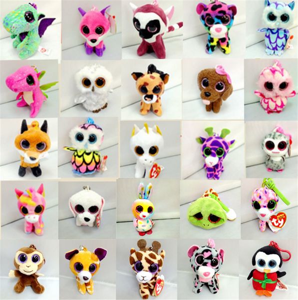 

ty beanie boos plush keychain toys big eyes stuffed animals doll for handbag kawaii rabbit penguin cat toy pendant gift