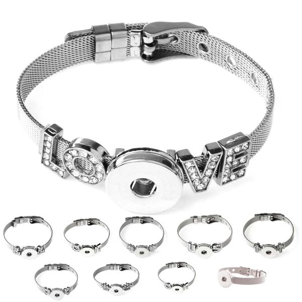 

12pcs/lot snap button jewelry fit 18mm snap button bracelet&bangles fashion stainless steel charm bracelet for woman, Golden;silver